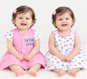 Baby Girls Frock Combo Set of 2 with Bloomers |  Butterfly Printed Cotton Frocks | Cute Summer Dress Set for Baby Girls