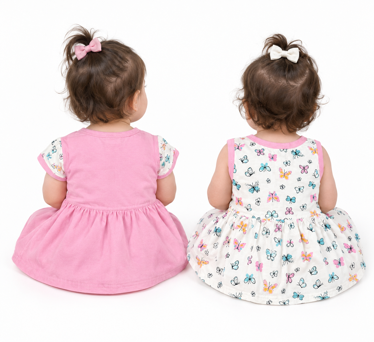 Baby Girls Frock Combo Set of 2 with Bloomers |  Butterfly Printed Cotton Frocks | Cute Summer Dress Set for Baby Girls