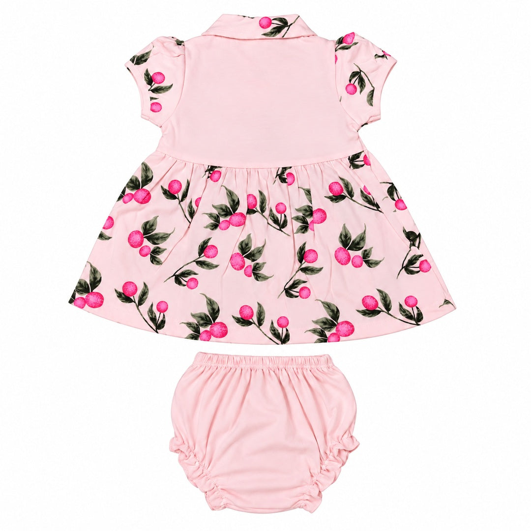 Baby Girls Cotton Frock with Matching Bloomer Shorts | Printed Party Wear Dress for Infants & Toddlers