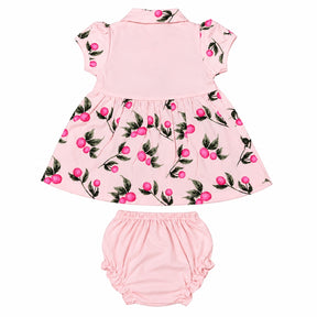 Baby Girls Cotton Frock with Matching Bloomer Shorts | Printed Party Wear Dress for Infants & Toddlers