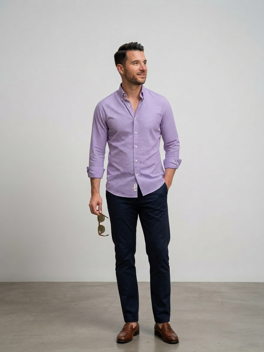 Men's Micro Check Shirts-Stylish Causal &  Formal Checkered Full Sleeve Shirt For Men