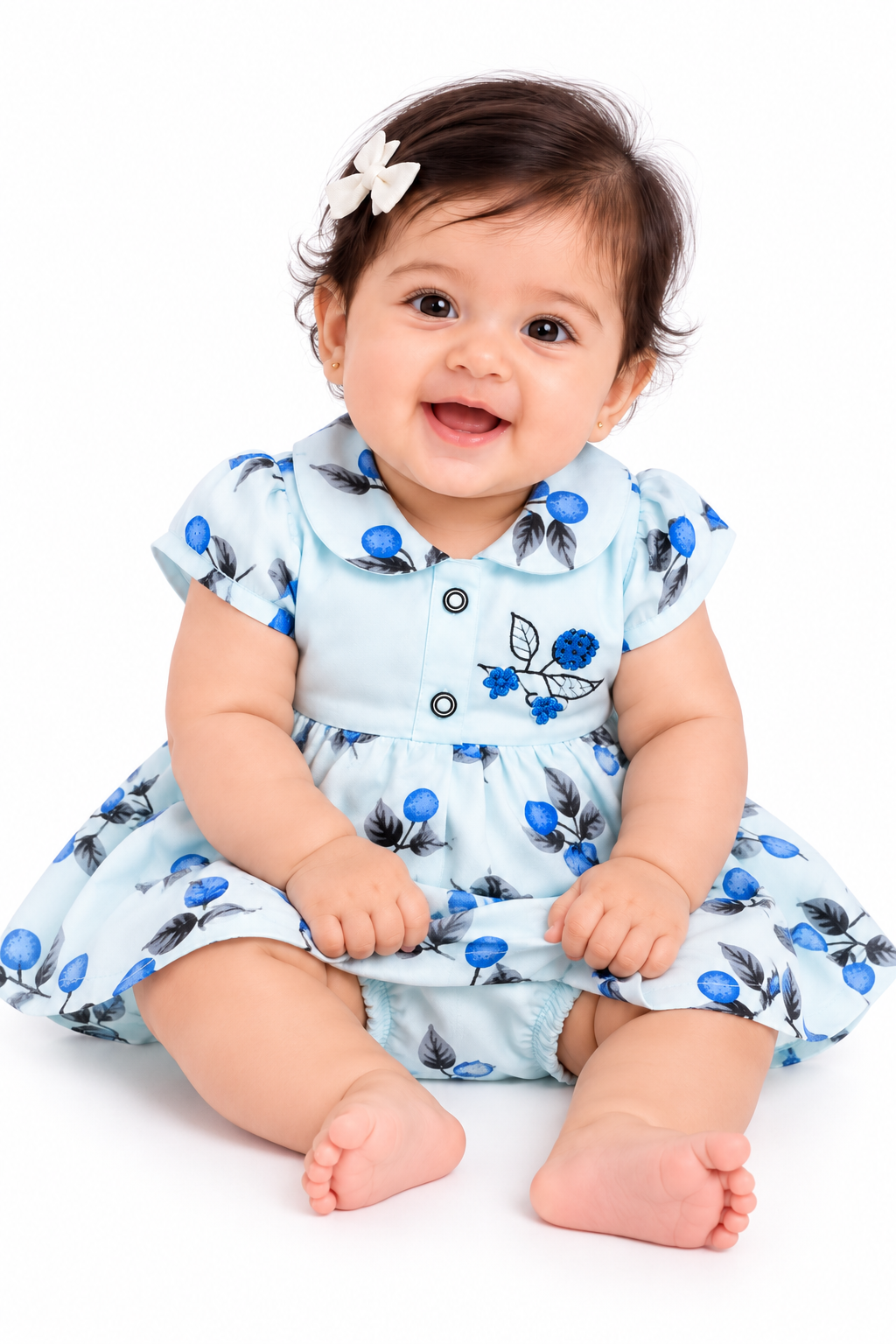 Baby Girls Cotton Frock with Matching Bloomer Shorts | Printed Party Wear Dress for Infants & Toddlers