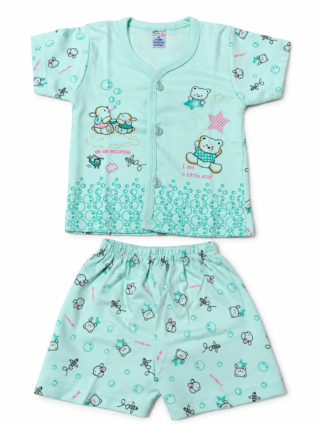 Baby Boys Cotton Dress Set with Printed Shirt & Shorts | Comfortable Casual Wear Outfit for Infants & Toddlers