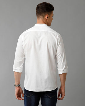 Men’s Classic White Full Sleeve Casual Shirt | Stylish Solid Button-Down Shirt