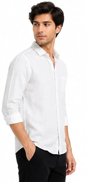 White Linen Full Sleeve Shirt for Men | Premium Comfortable Casual & Formal Wear