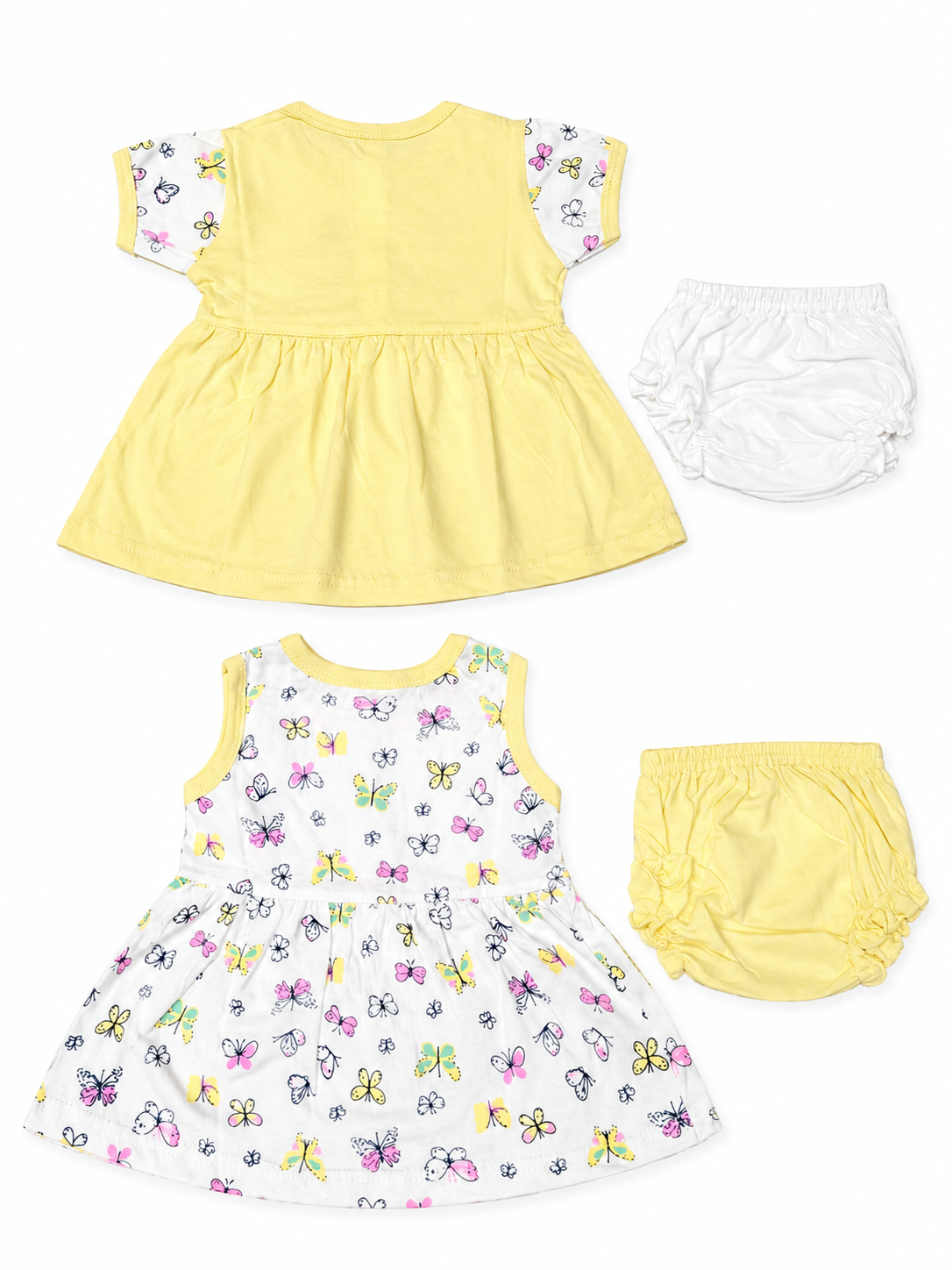 Baby Girls Frock Combo Set of 2 with Bloomers |  Butterfly Printed Cotton Frocks | Cute Summer Dress Set for Baby Girls