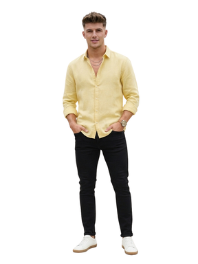 Men’s Linen Shirt for Casual & Smart Wear | Full Sleeve Button-Down Shirt | Regular Fit Solid Shirt | Lightweight Summer Wear